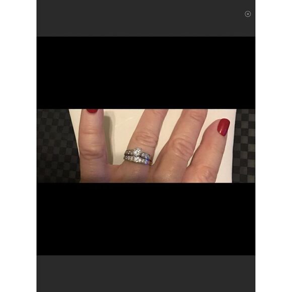 2Ct. Round Bezel Set Sim Diamond Scallop Design Wedding Ring Set Sz 8 - Picture 3 of 3